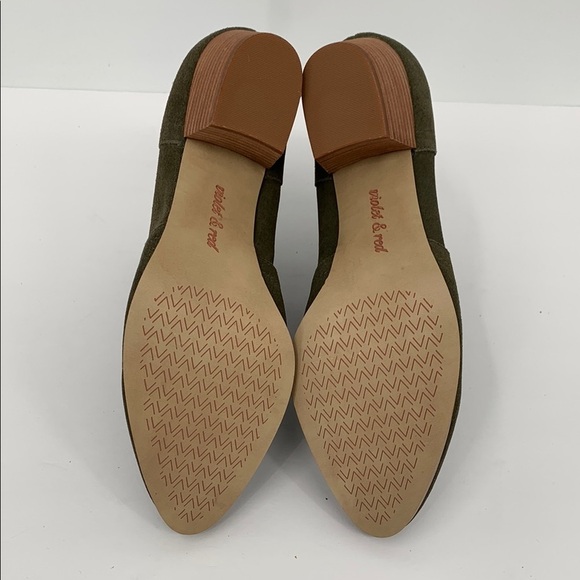 Violet & Red Cupid suede ankle boots olive green shoe bootie heel zipper new 9 - Picture 6 of 6